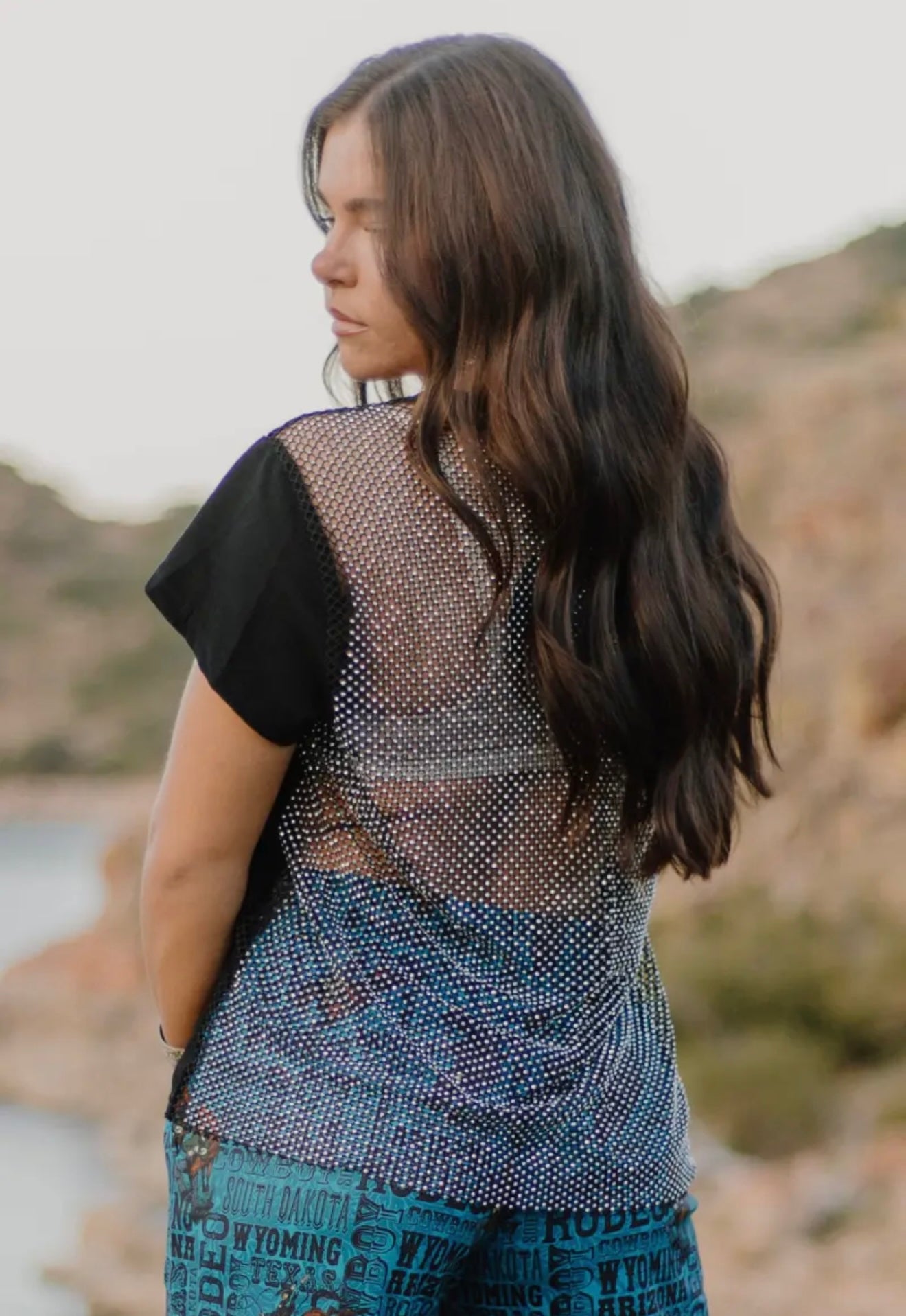 Black & Rhinestone Blouse