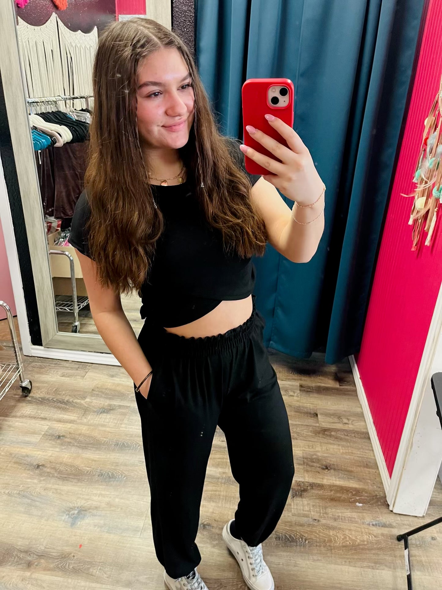 Solid crop top & jogger set