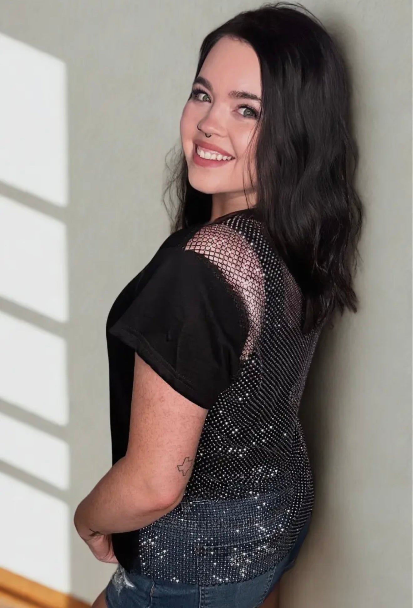 Black & Rhinestone Blouse