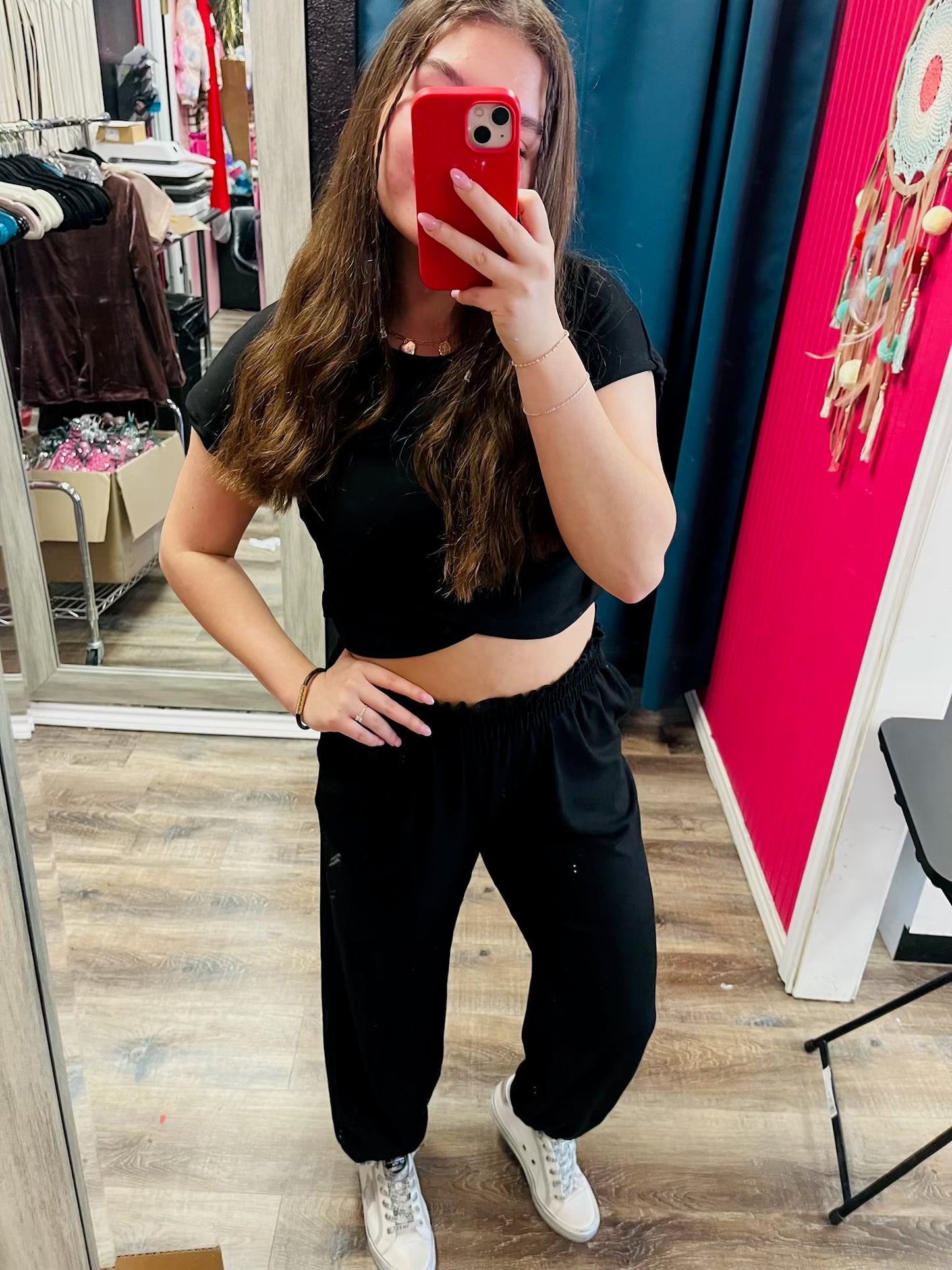 Solid crop top & jogger set