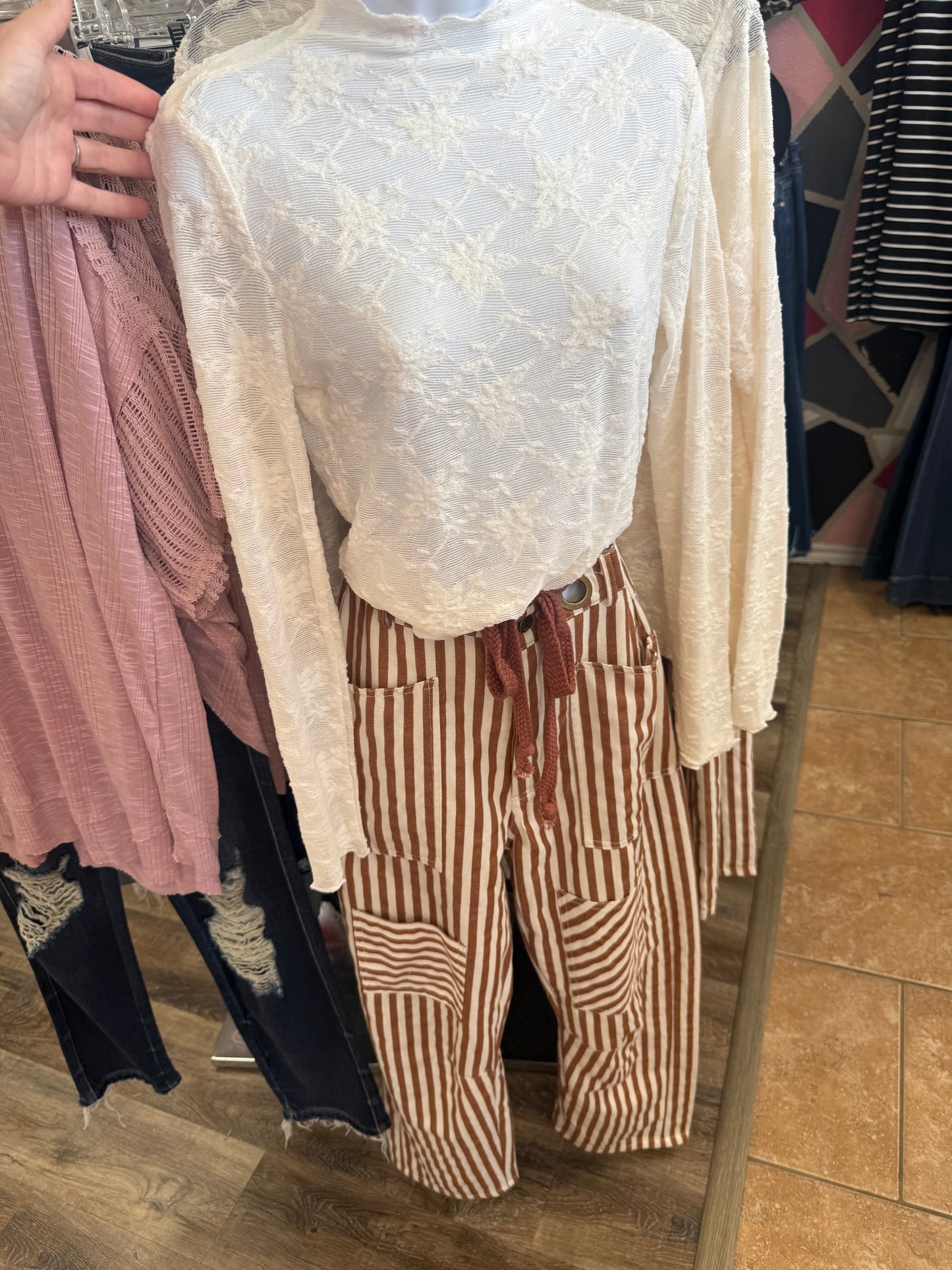 Striped patch pocket utility pants