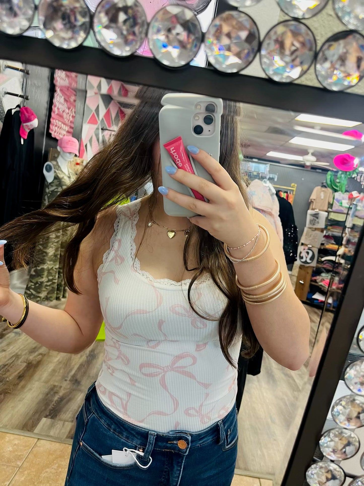 Bow Tank with lace