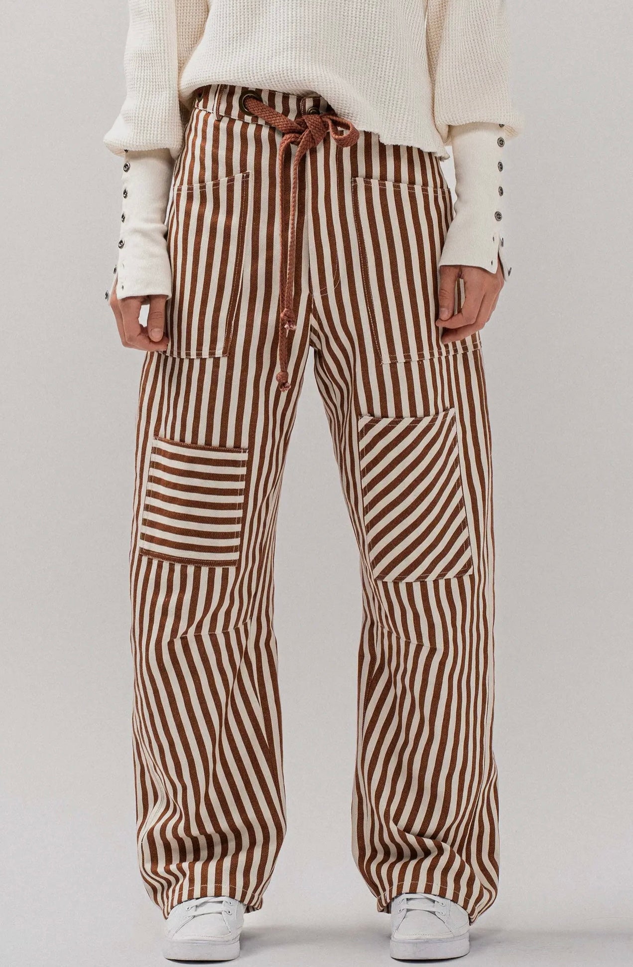 Striped patch pocket utility pants
