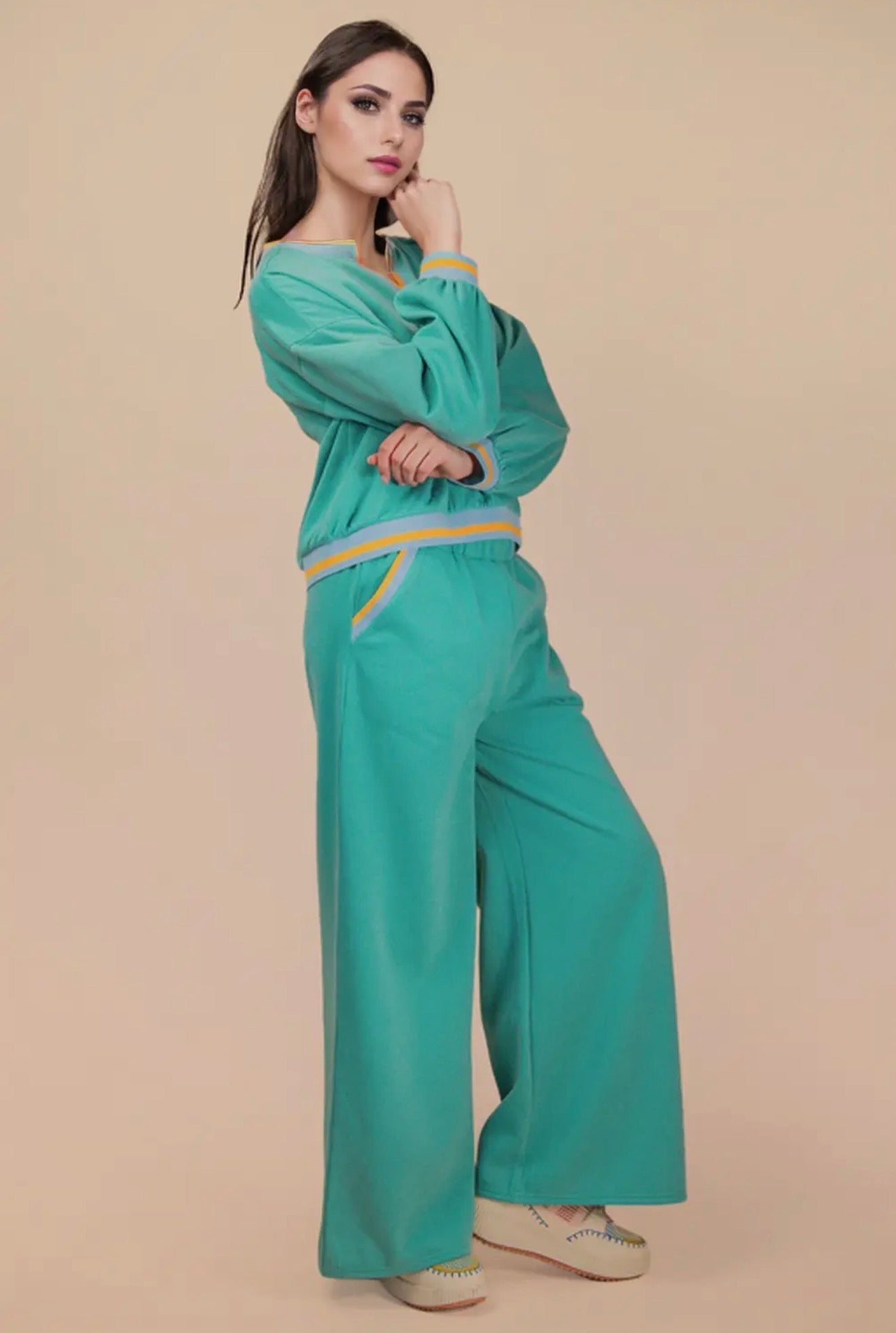 Color Block Band Knit Set