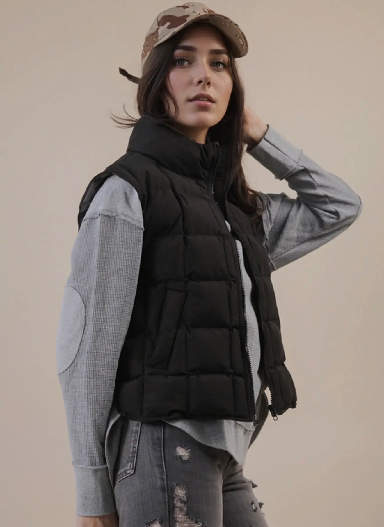 Black puffer vest