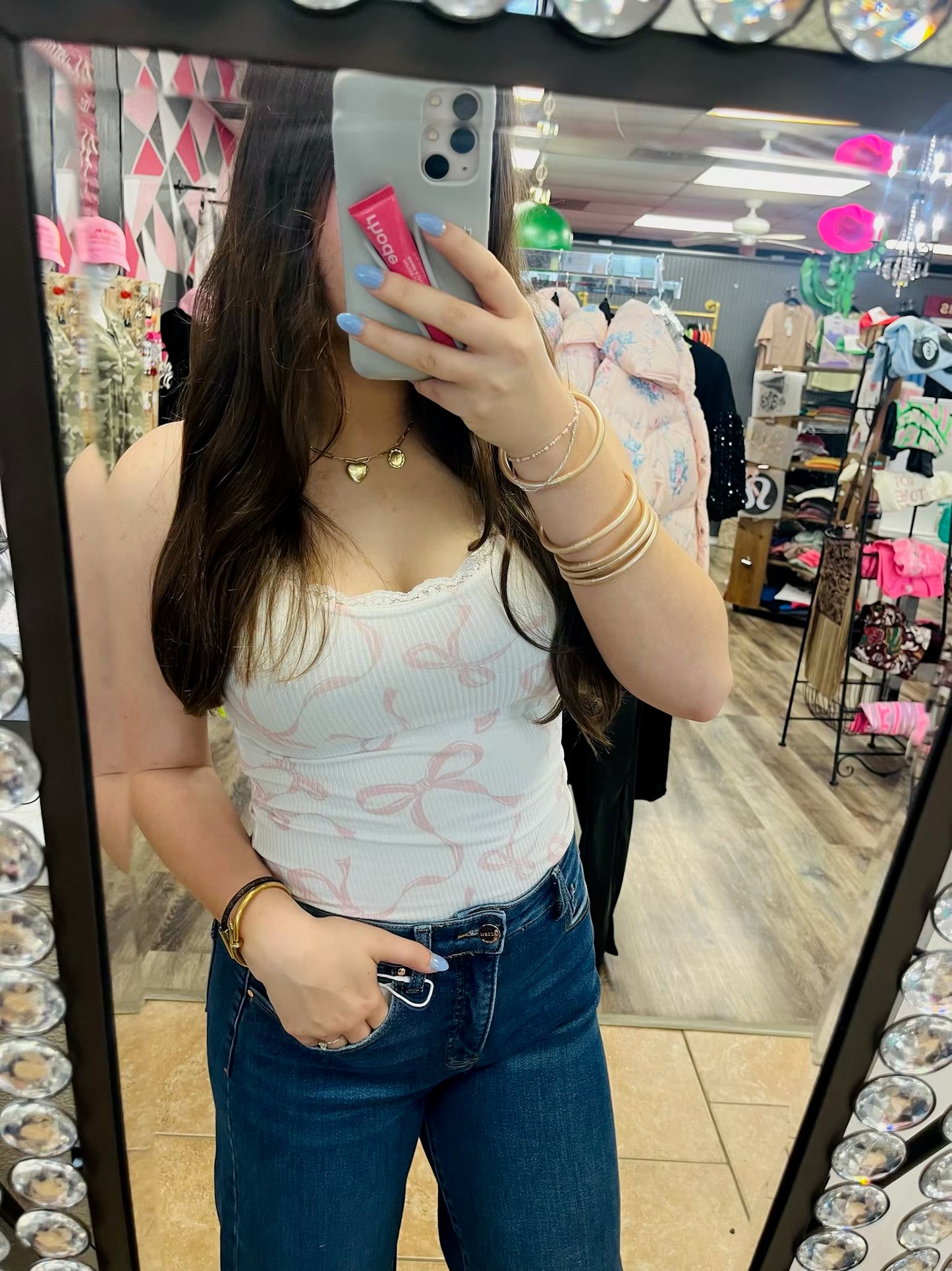 Bow Tank with lace