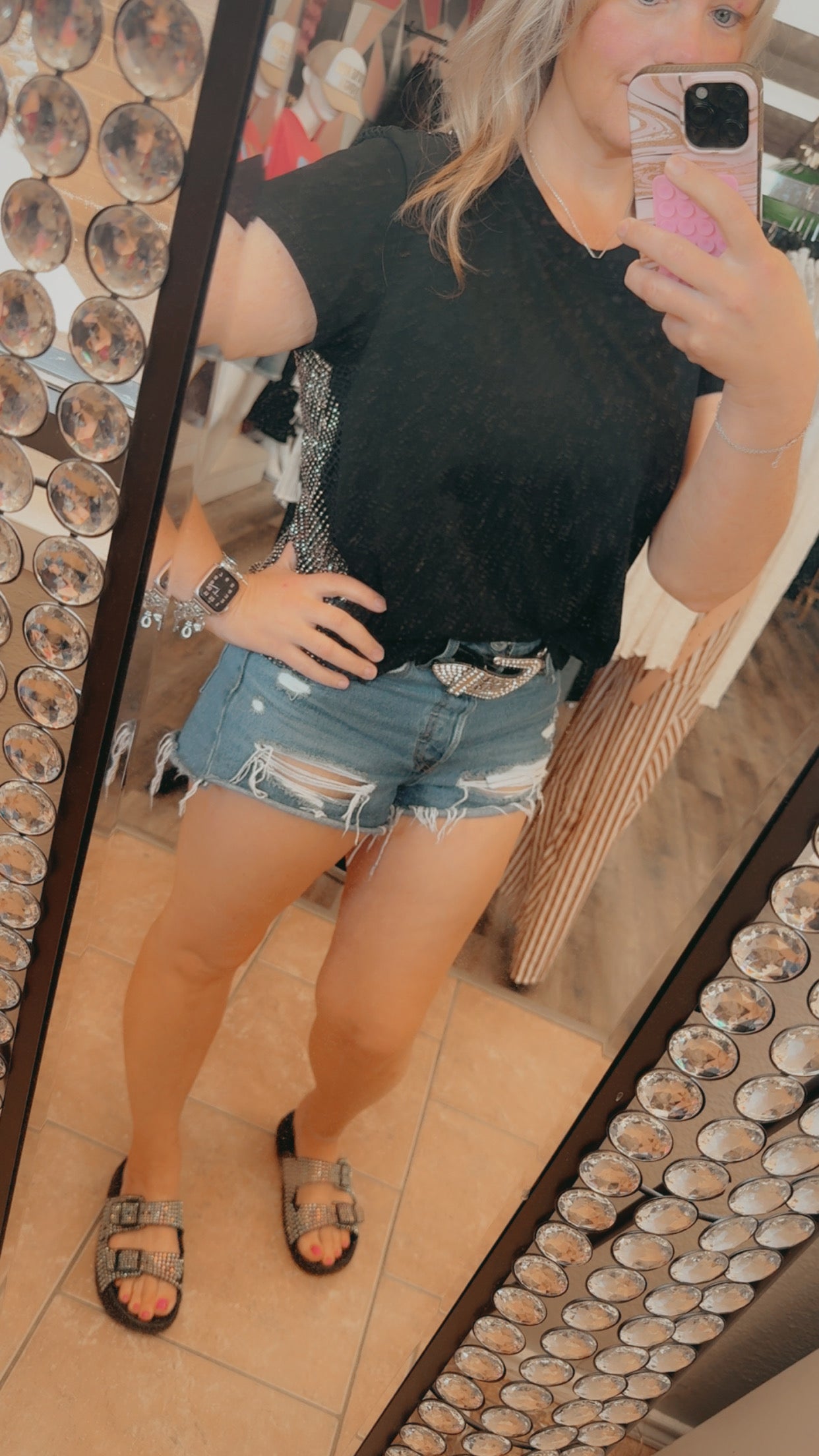 Black & Rhinestone Blouse