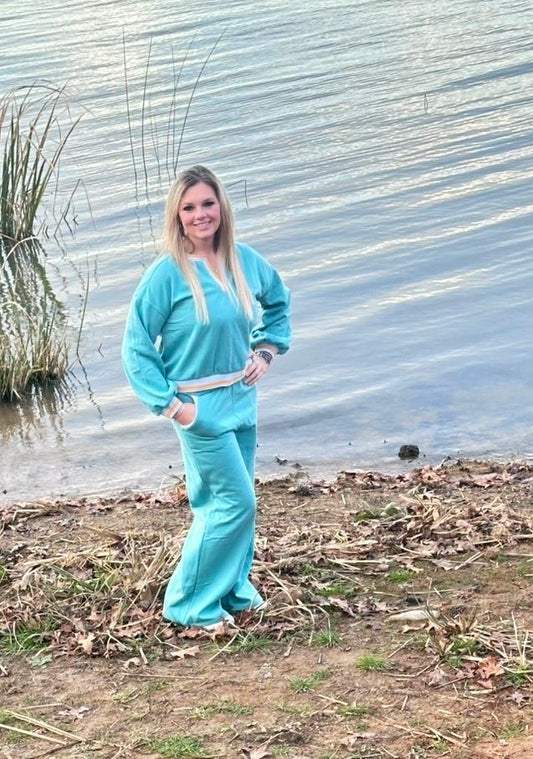 Color Block Band Knit Set