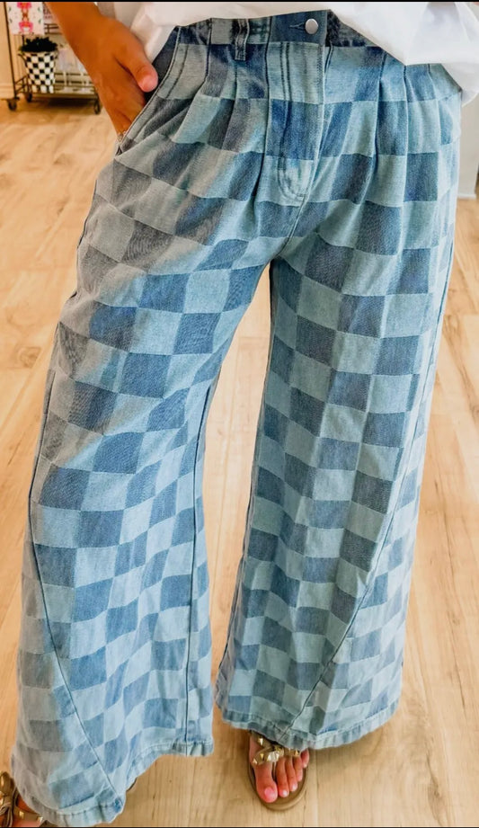 Checkered denim