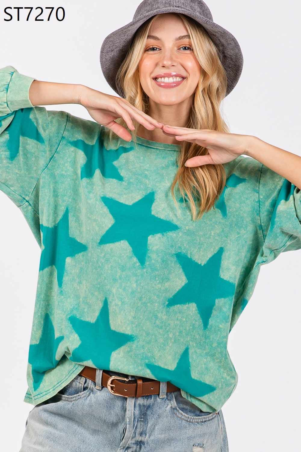 Vintage Turquoise Star Blouse