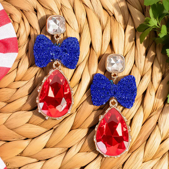 Crystal bow earrings