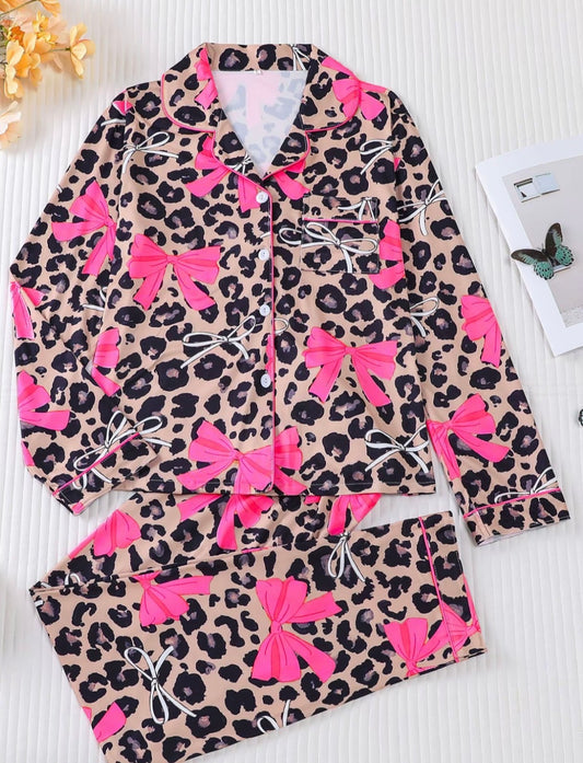 Cheetah & Bow Pjs
