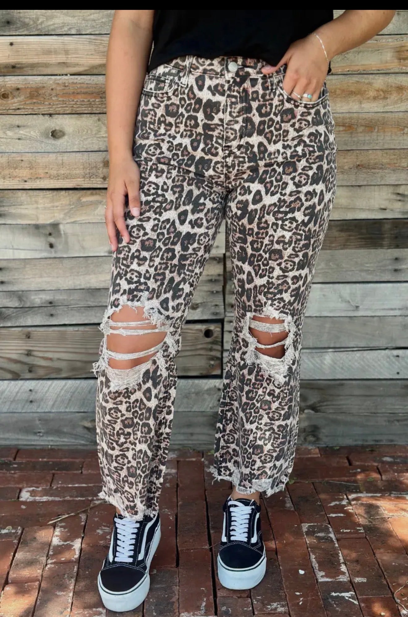 Leopard Distressed Denim