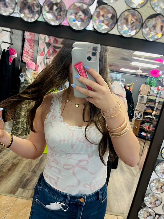 Bow Tank with lace
