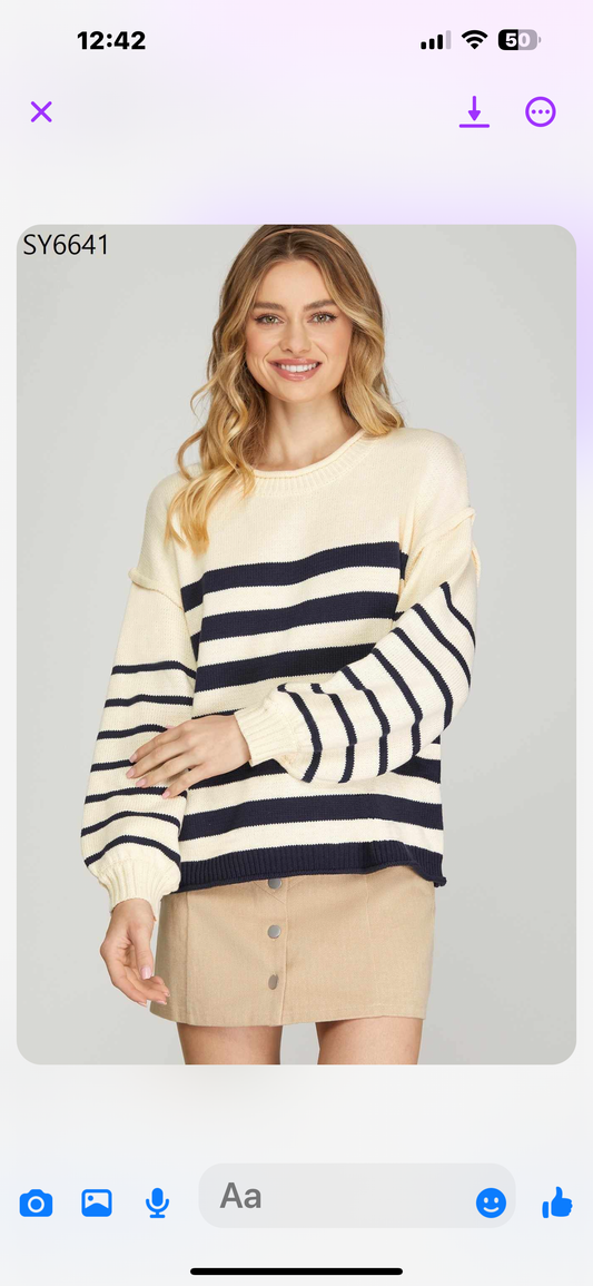 Cream & Navy Sweater