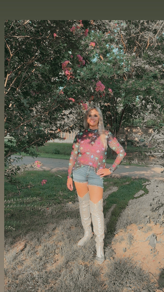Mesh neon top