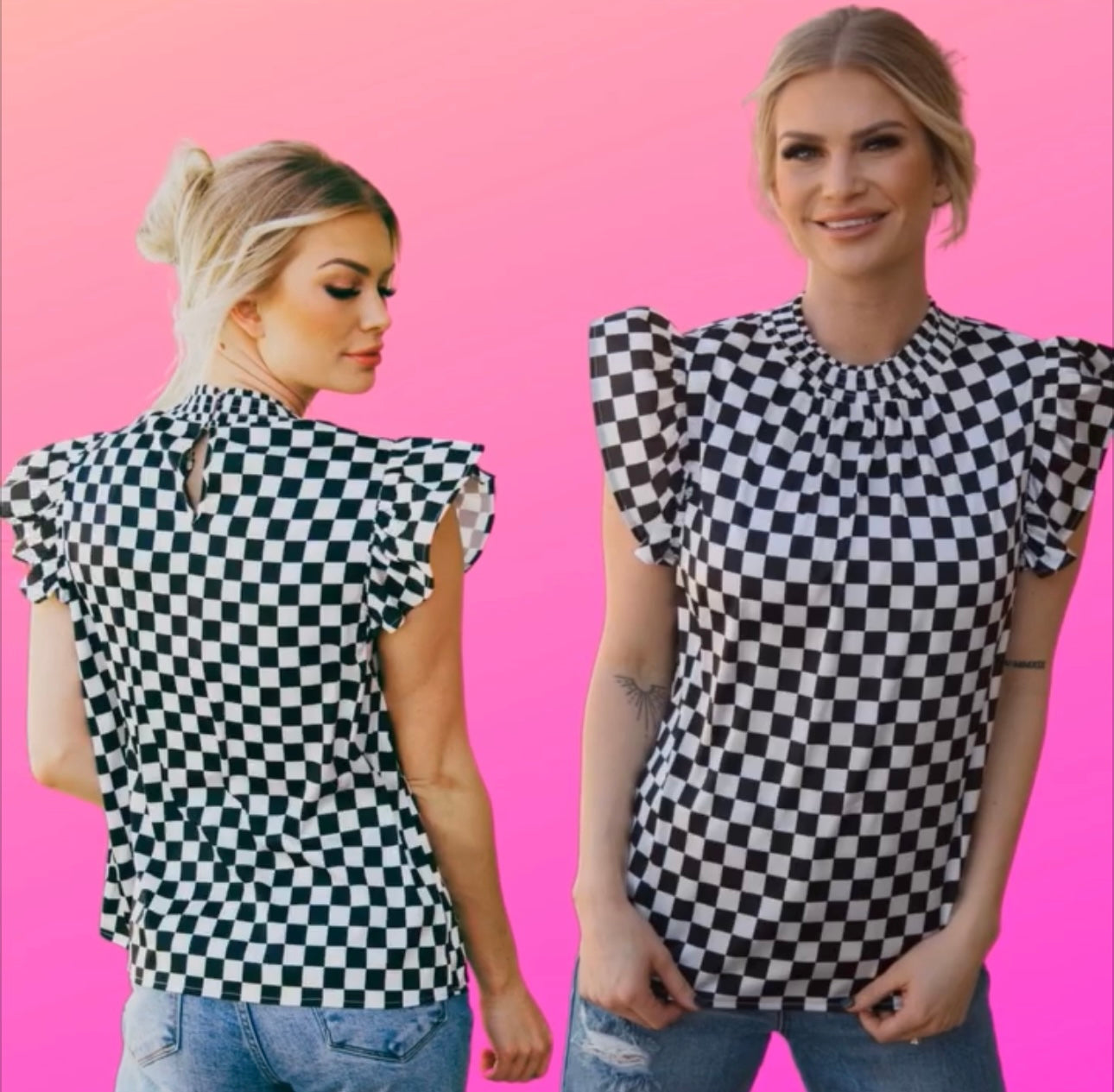 Silky Checkered Blouse