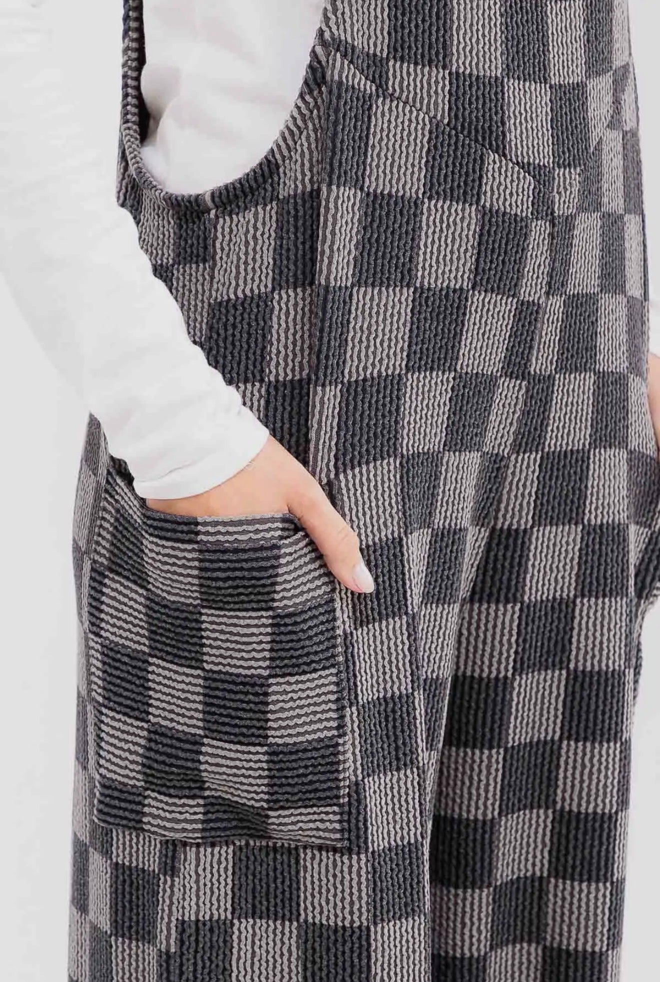Black & grey checkered overalls
