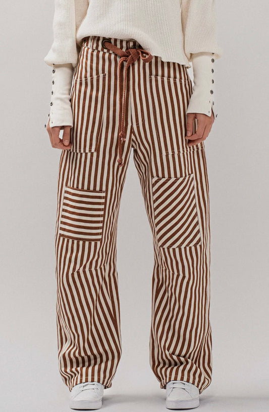 Striped patch pocket utility pants