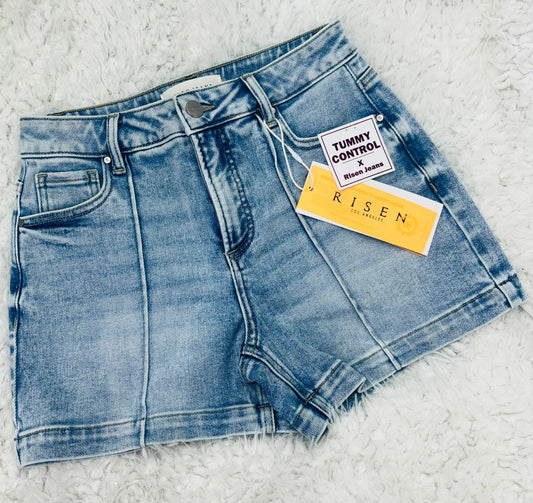 Risen Tummy Control Denim Shorts
