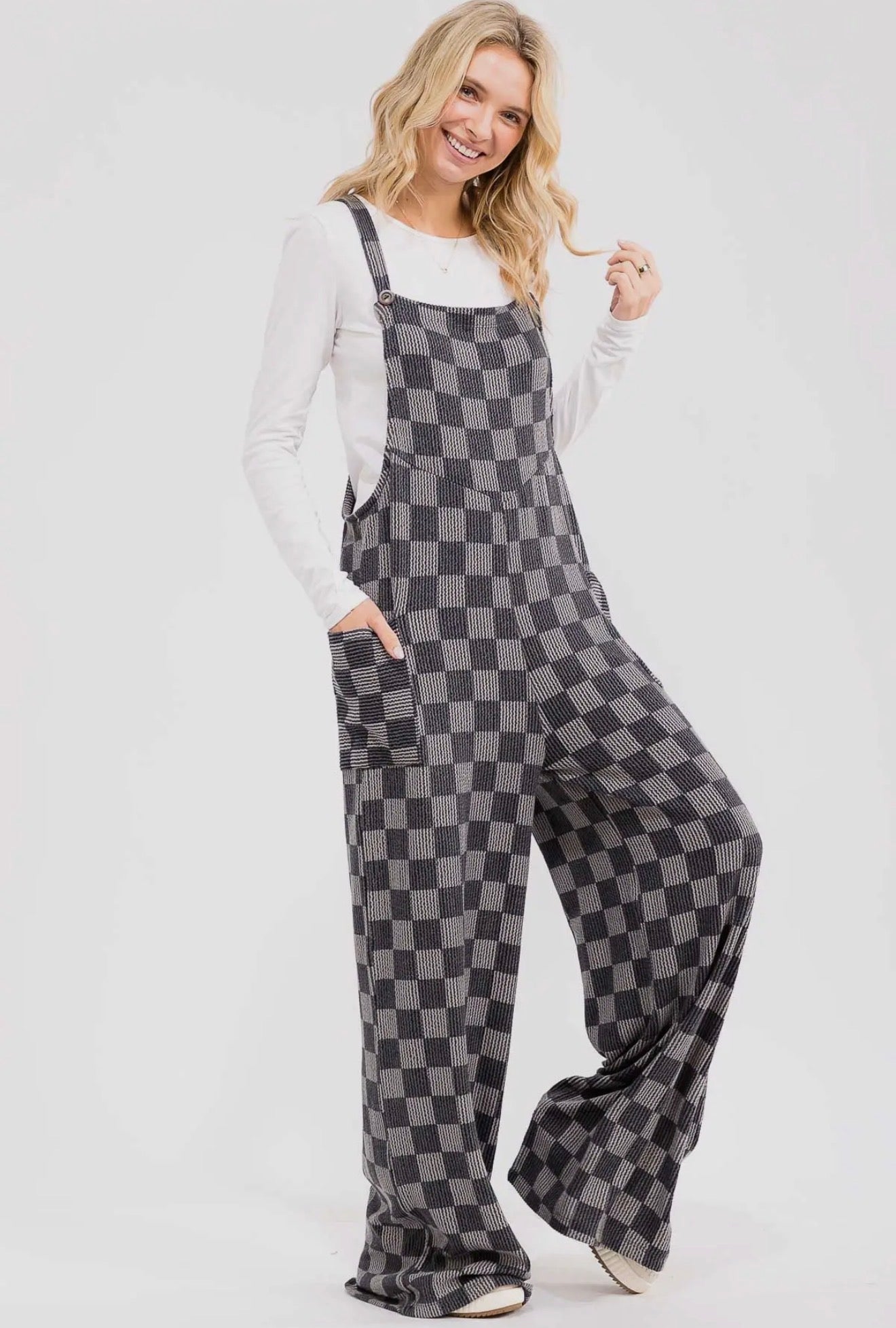 Black & grey checkered overalls