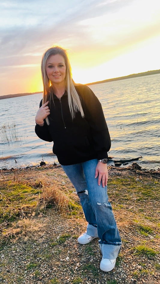 Black half zip oversize