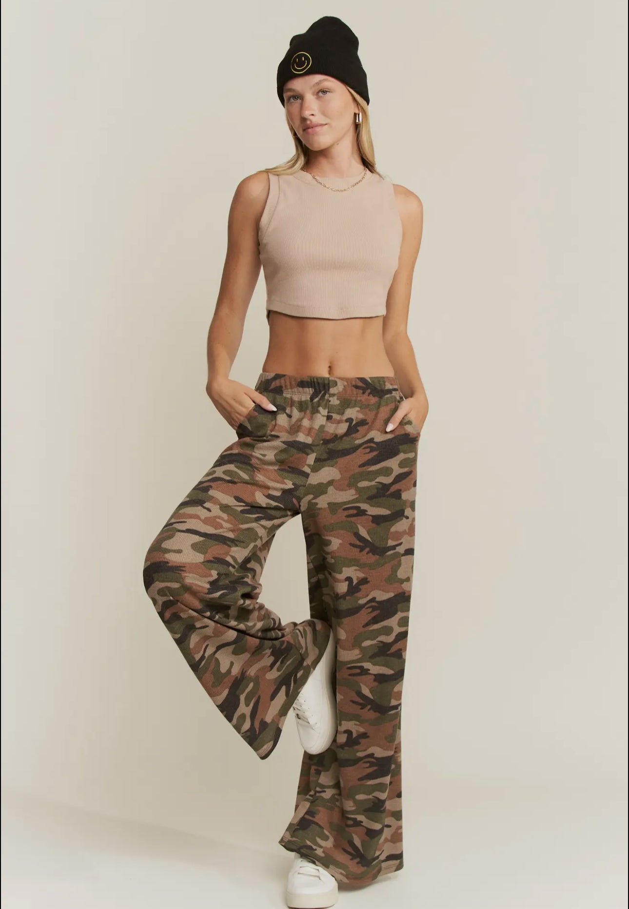 Wide leg camo pants