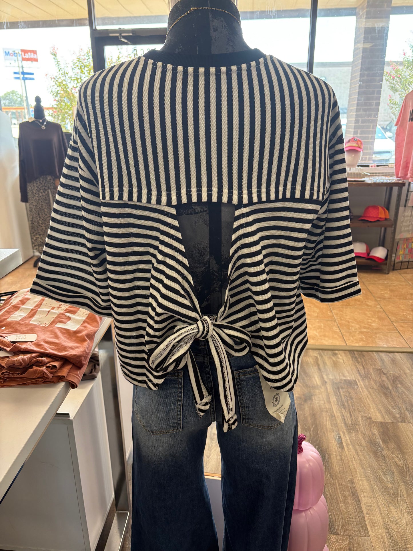 Striped tie back top