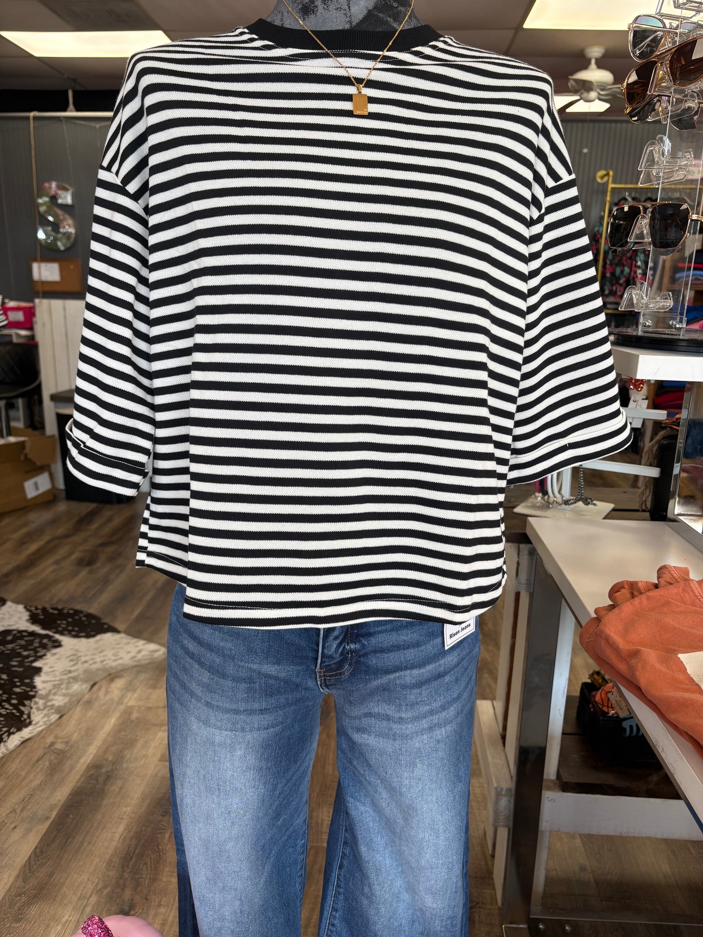 Striped tie back top