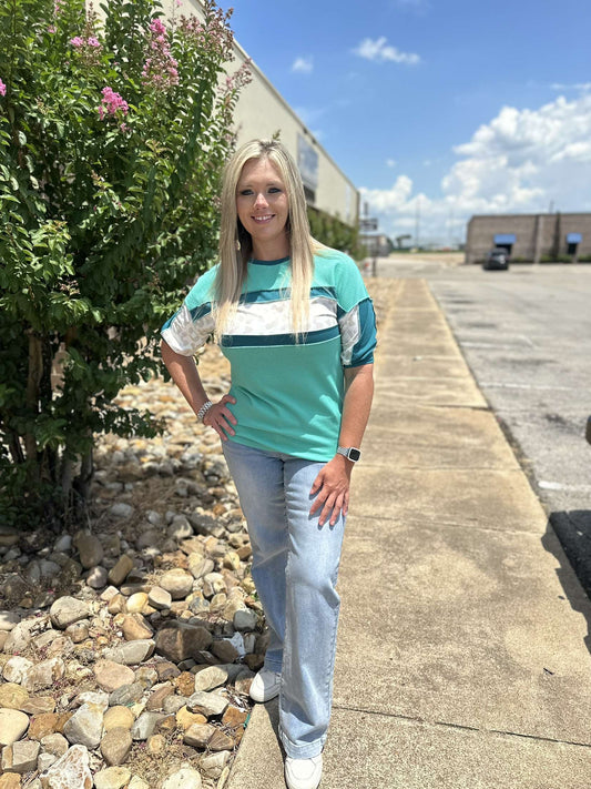 Leopard Turquoise Top